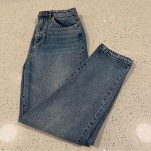 VERO MODA Super High Waist Denim Mom Jeans 28/32 99% Cotton Medium Blue